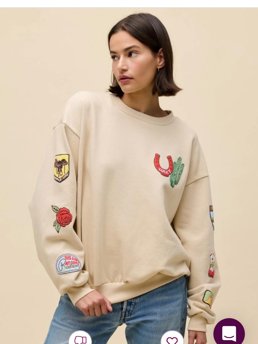 Daydreamer LA
Western Patches Vintage Print Oversized Crew Sweatshirt size S/M